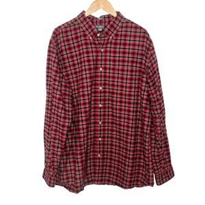 Eddie Bauer Relaxed Fit Plaid Flannel Shirt Red Black Mens TXL Tall Fall